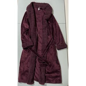 Joyspun Red Burgundy Fleece Plush Bathrobe Robe Dressing Gown Size L ♥️